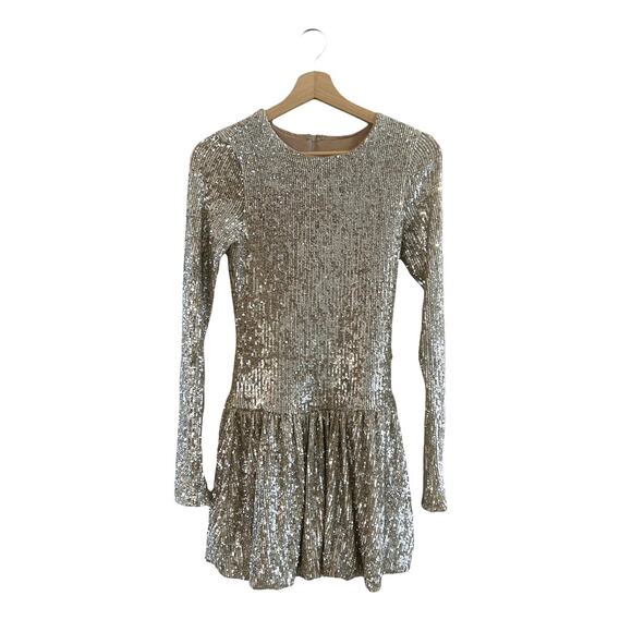Show Me Your Mumu Zelda Mini Dress in Platinum Sequins S - Picture 4 of 7